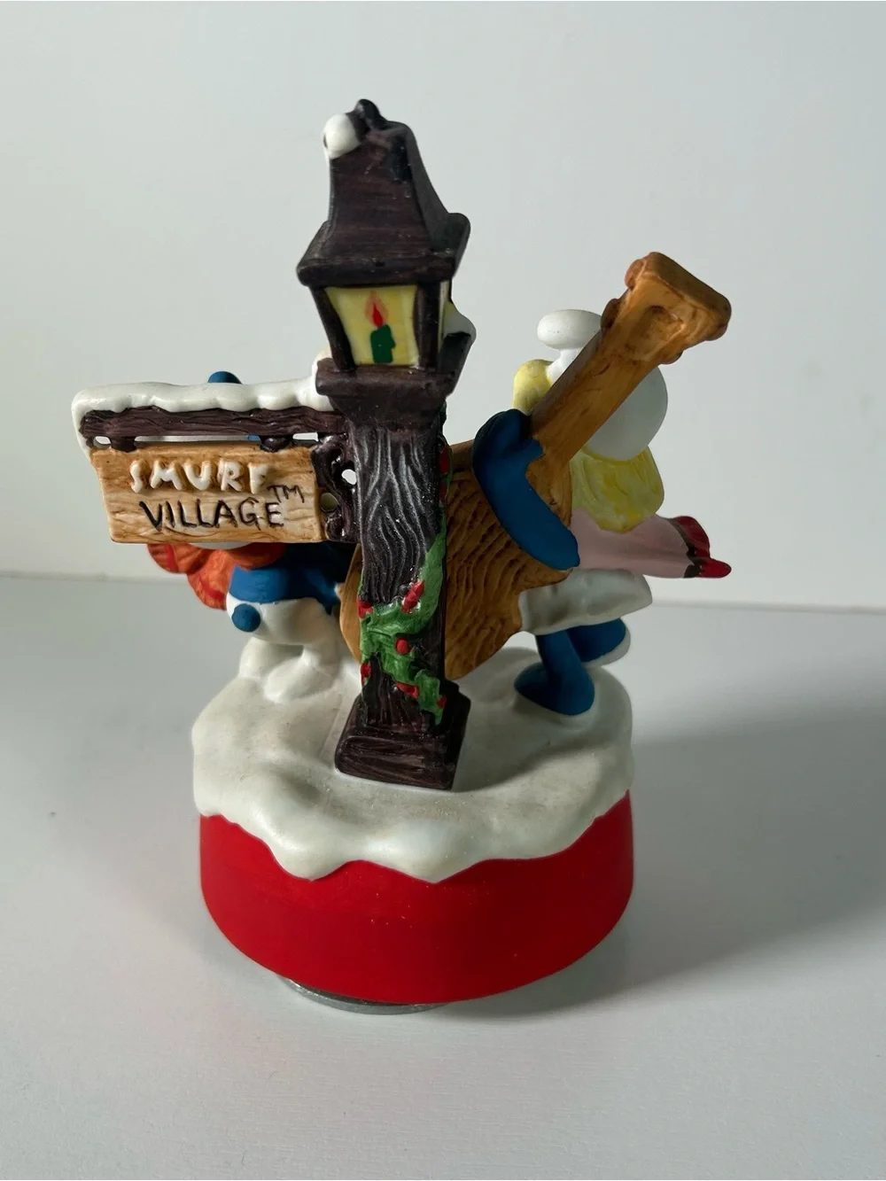 Smurfs Christmas Music Box #7485 Wallace Berrie Peyo Japan Box Vintage 1982